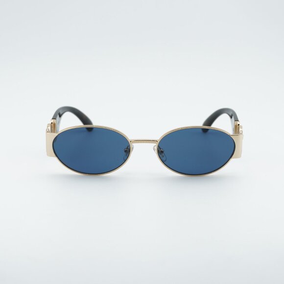 Versace VE2299 100280 Sunglasses Gold Oval Frame, Dark Blue Lenses main image 9